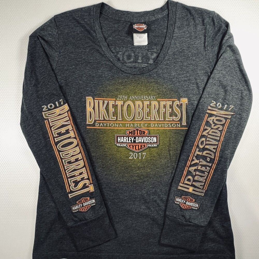 Harley Davidson Biketoberfest 2017 25th Anniversary Womens Long Sleeve Shirt 2XL